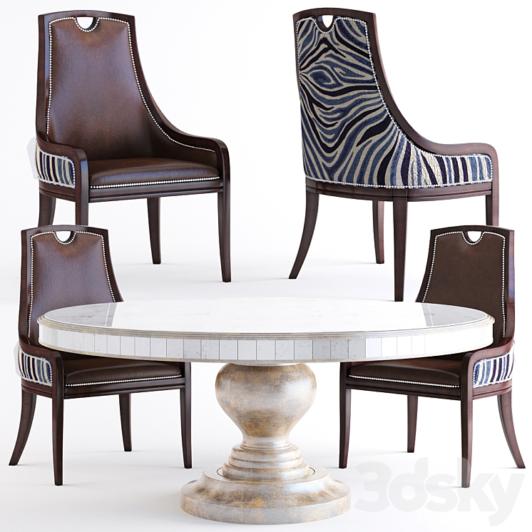 Massoud - Markham Leather Dining Chair - Table + Chair - 3D model