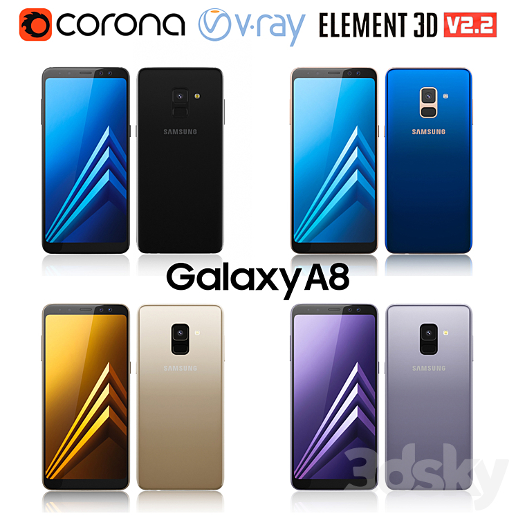 Samsung Galaxy A8 all colors - Phones - 3D model
