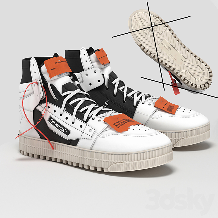 off white court 3 0 Footwear 3D model