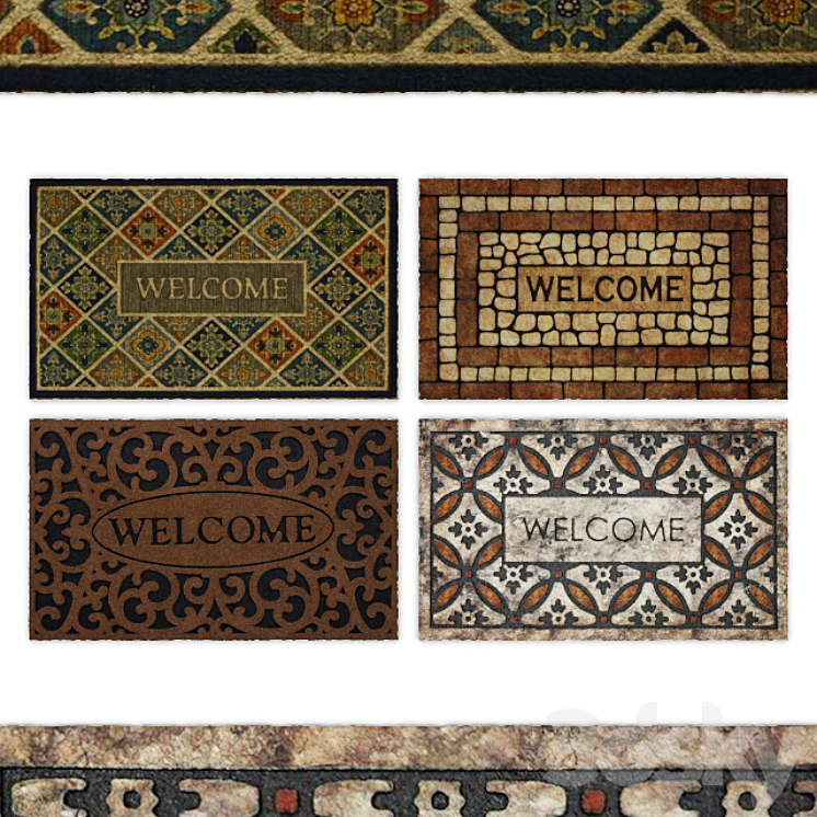 Welcome Rug Patterns Welcome door rugs - Carpets - 3D model