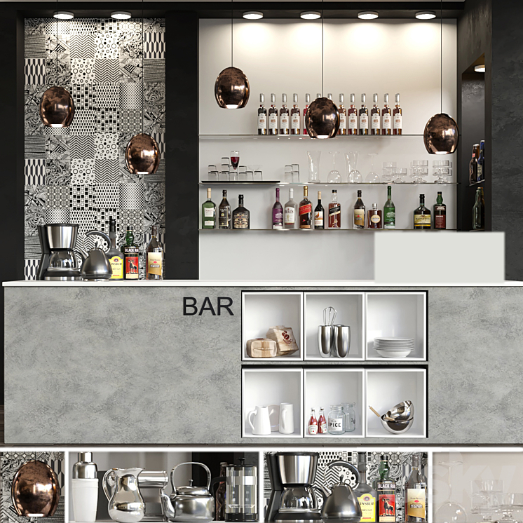 Bar design project 3. Pub - Restaurant - 3D model