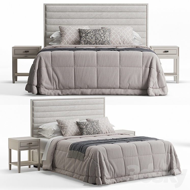 Upholstered Westbury Rectangular Bed - Bed - 3D model