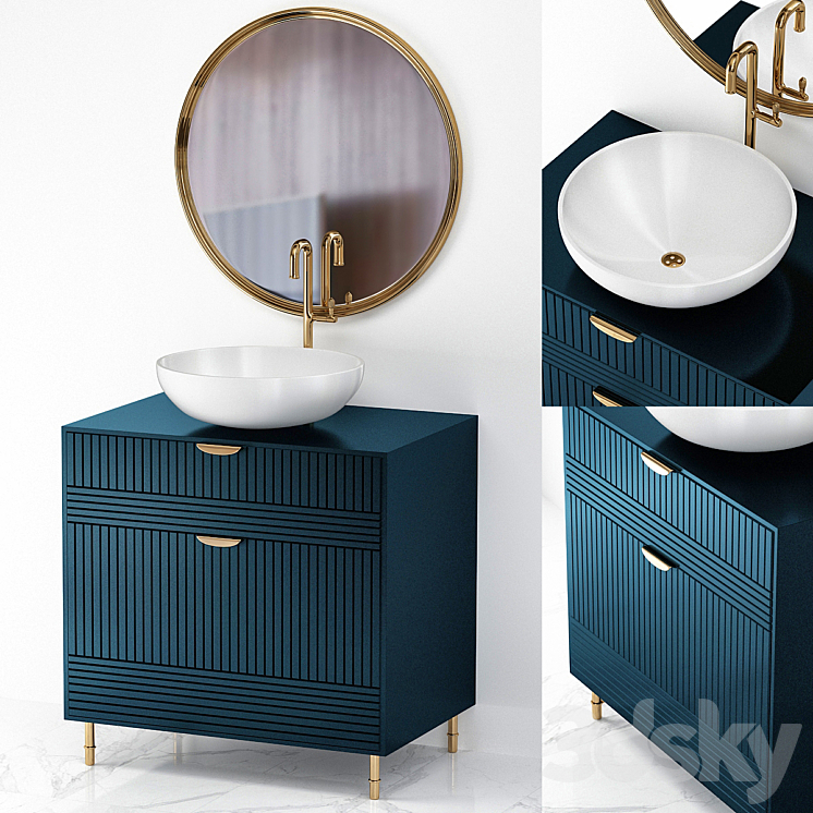 Dark blue small bathroom Bathroom furniture 3D model
