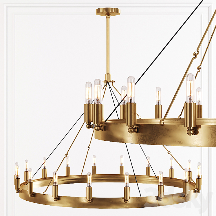 Restoration Hardware CAMINO VINTAGE FILAMENT ROUND CHANDELIER 38 Brass ...
