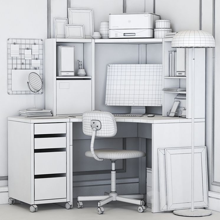 IKEA MICKE corner workplace Office furniture 3D model
