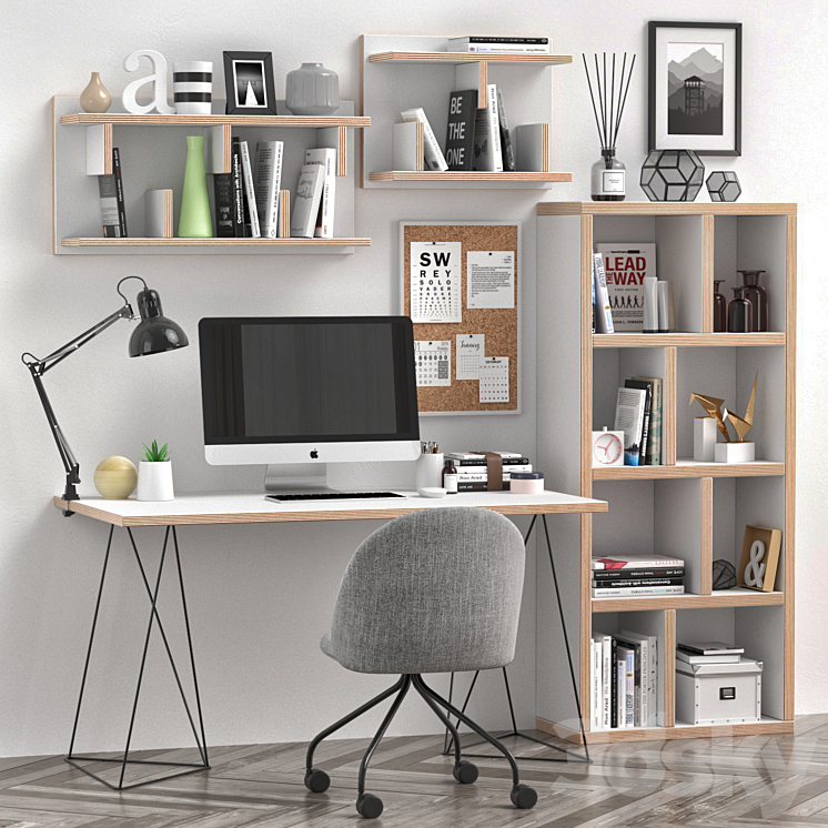 TemaHome Flow desk, Miniforms IOLA chair - Office furniture - 3D model