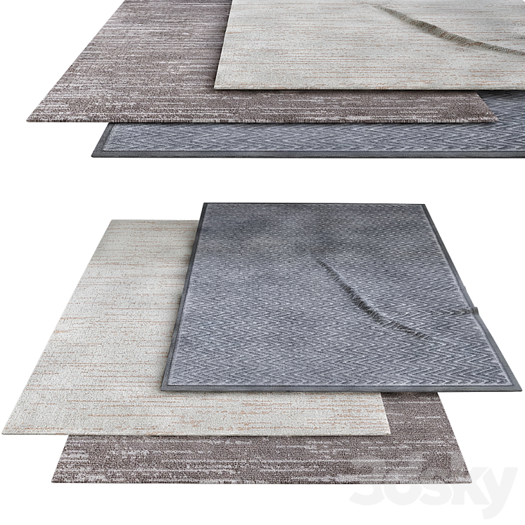 2d Rug Rendered Two Colored Striated Woven Area Rug - Carpets - 3D model