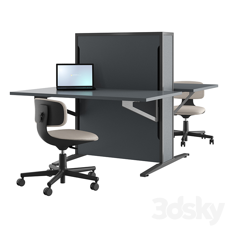 Flow Desk & Rookie Chair - Office furniture - 3D model