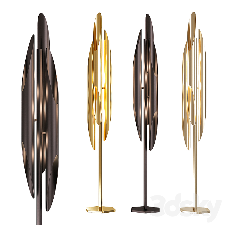 Coltrane Floor Lamp in Black and Steel - Floor lamp - 3D model