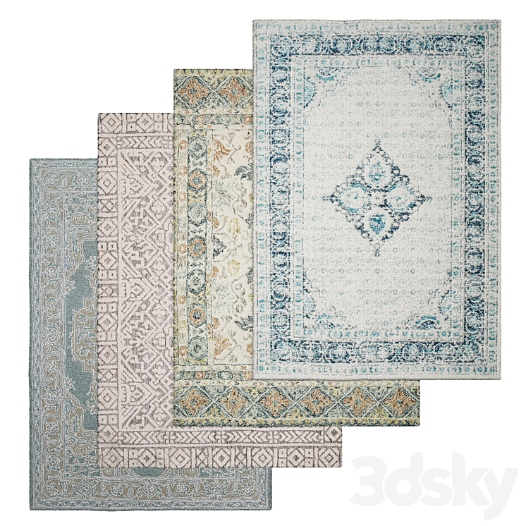 Blue Henley Area Rug - Carpets - 3D model