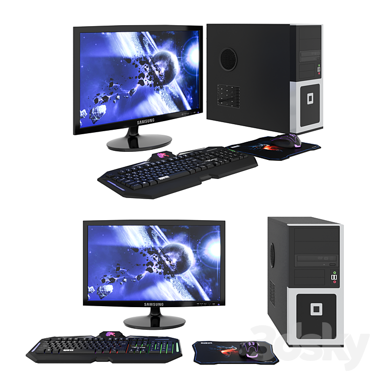 PC_Set - PC & other electronics - 3D model