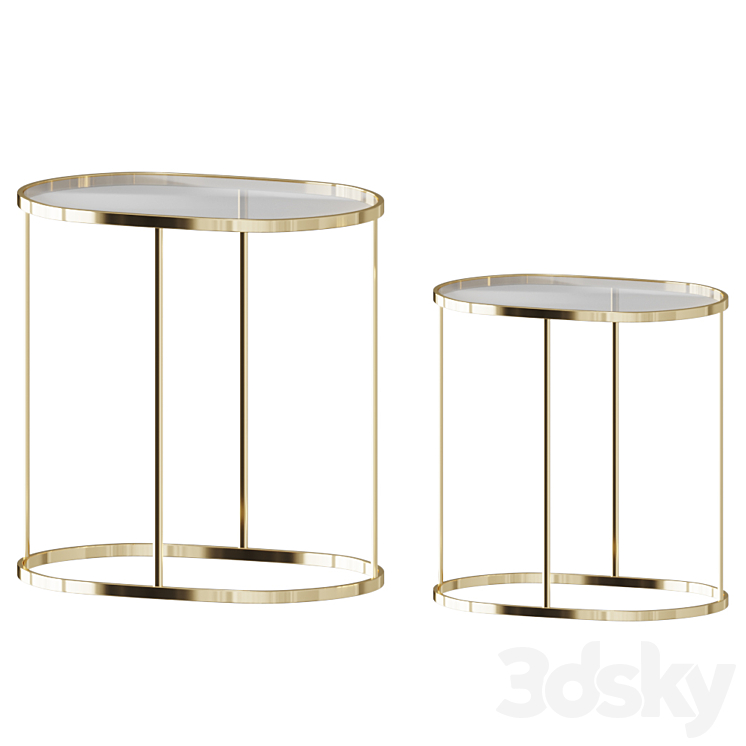 Melena Side tables in glass and gold metal (x2) coffee table Coffee