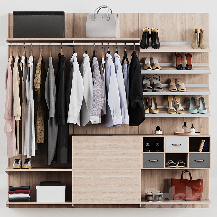Wardrobe, wall module, dresses, clothes 6 - Сlothes and Footwear - 3D model