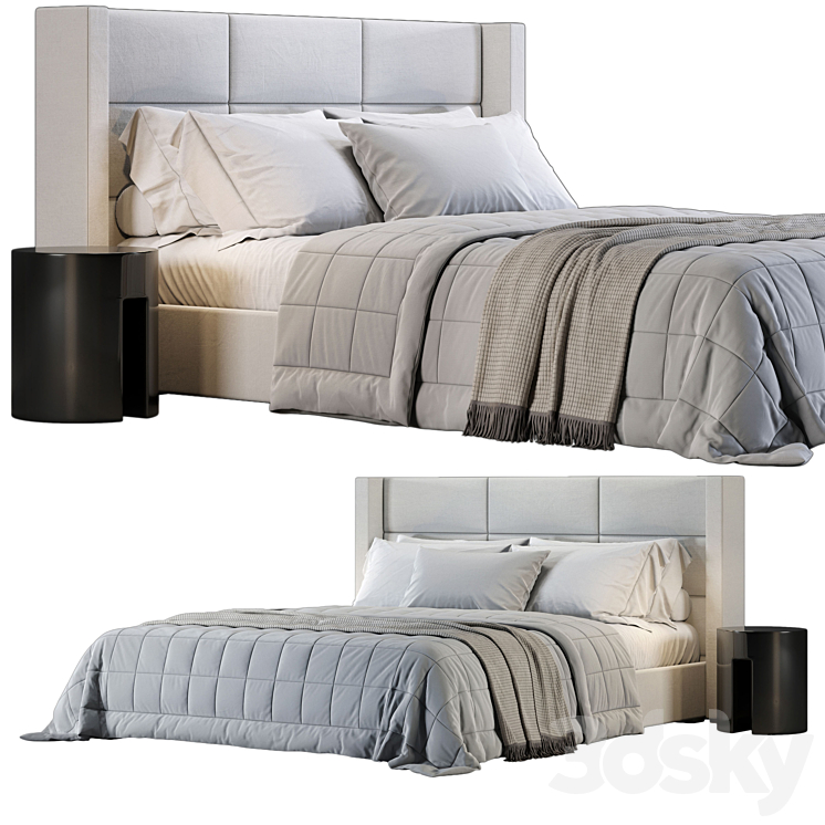 Rh Mdena Rectangular Bed No2 - Bed - 3D model