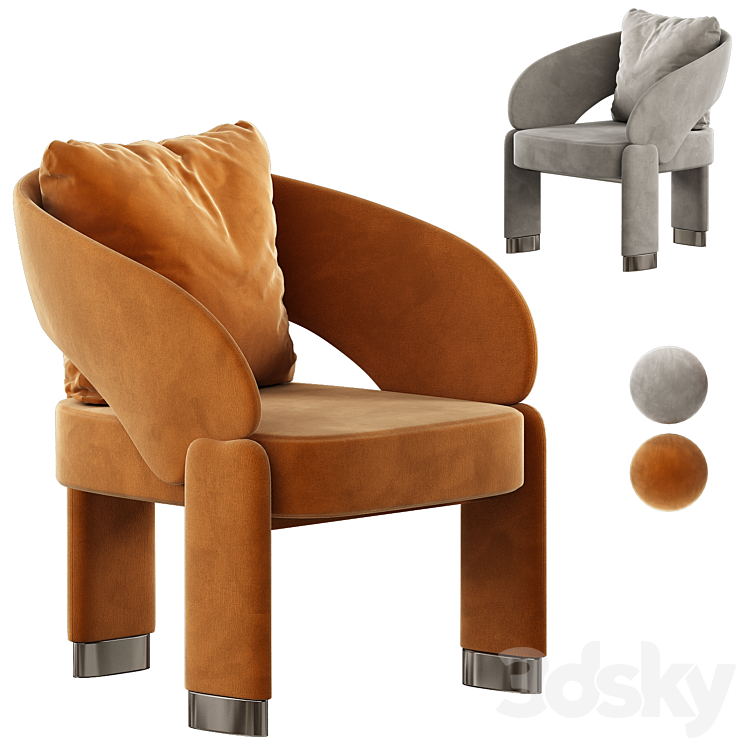 Velvet Chair - Arm chair - 3D model