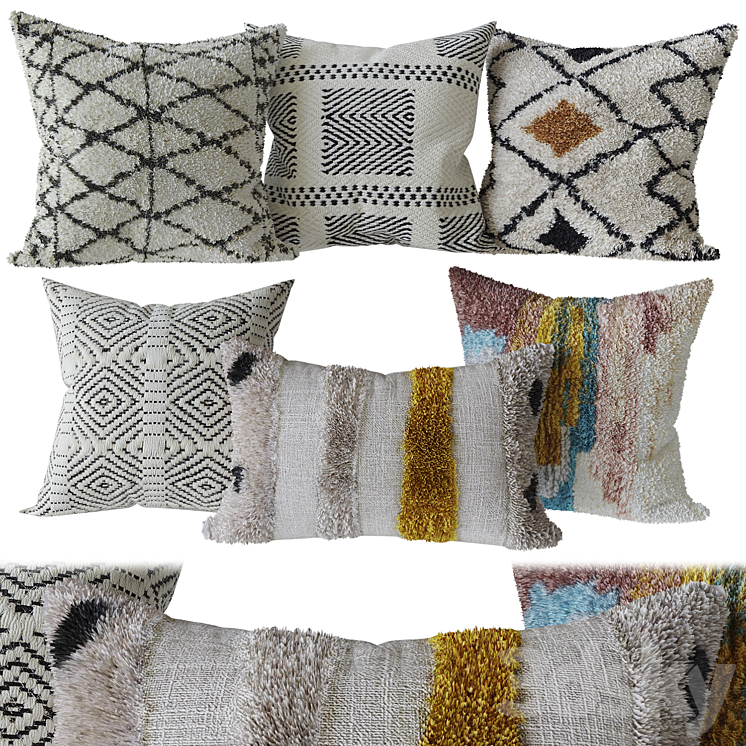 Decorative set pillow 4 Pillows 3D model