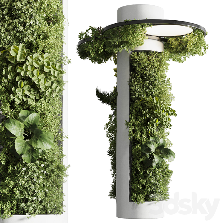 Column plant - pillar plant with ceiling light 06 - Fitowall - 3D model