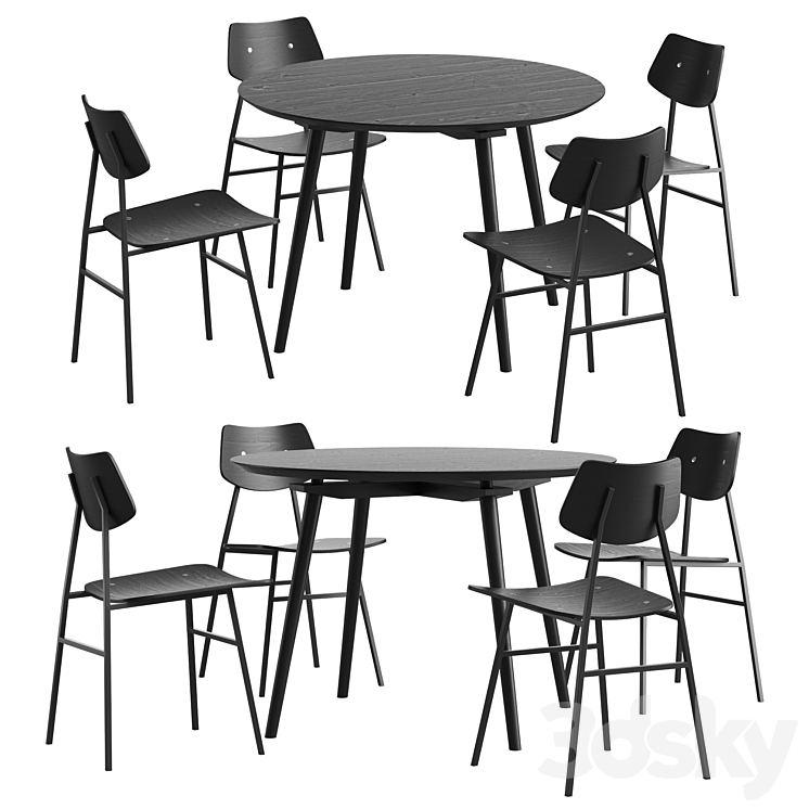 Table with chairs CC by Rex Kralj - Table + Chair - 3D model