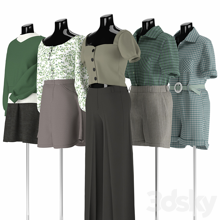 Mannequin Set Vol.007 - Clothes - 3D model