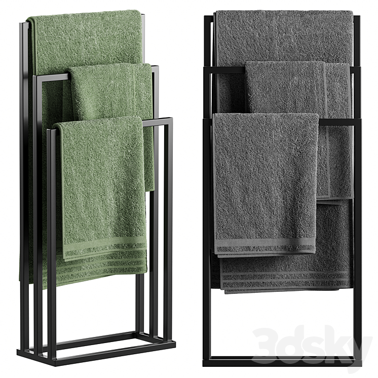 Rack towel holder in Loft style - Bathroom accessories - 3D model