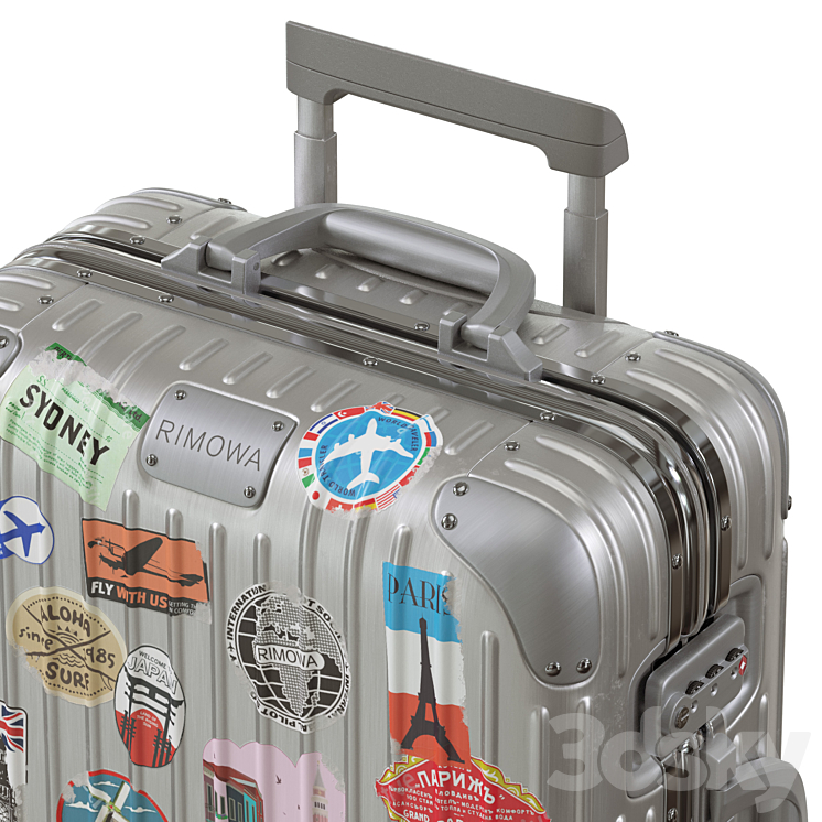 Rimowa Aluminum Luggage with Stickers PBR 4k Other decorative