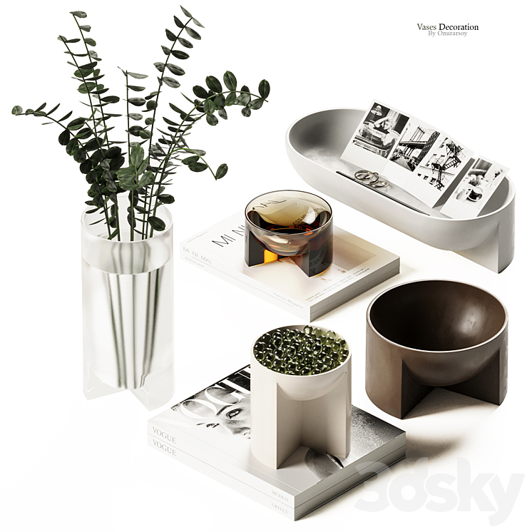 Decorative Set with Vases and Magazines - Decorative set - 3D model