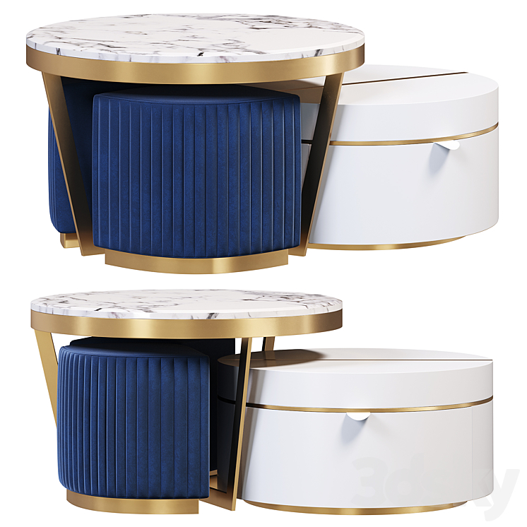 White round nesting faux marble top coffee table by Homary - Table ...
