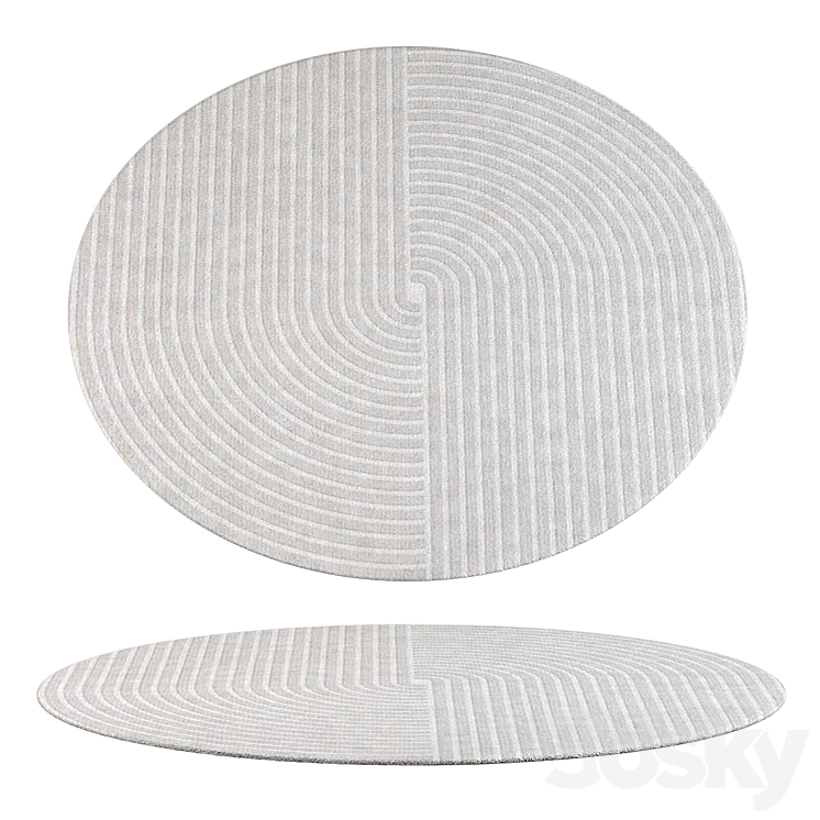 Round Modern Rug under Coffee Table - Carpets - 3D model