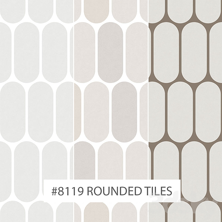 Soft Rounded Tile Pattern Creativille | Wallpapers | 8119 Rounded Tiles - Wall covering - 3D model