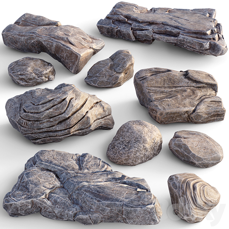 Low Poly Tank Rocks Low Poly Rocks - Environment elements - 3D model