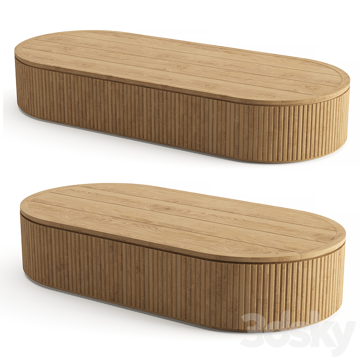 RH BYRON TEAK RECTANGULAR COFFEE TABLE Table 3D model