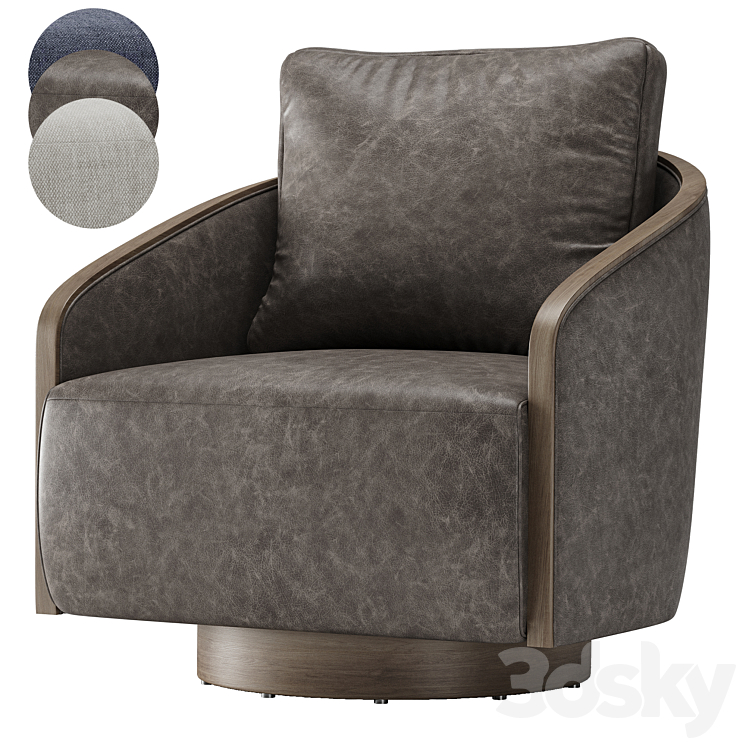 Pomona Swivel fabric and leather Chair By Arhaus - Arm chair - 3D model