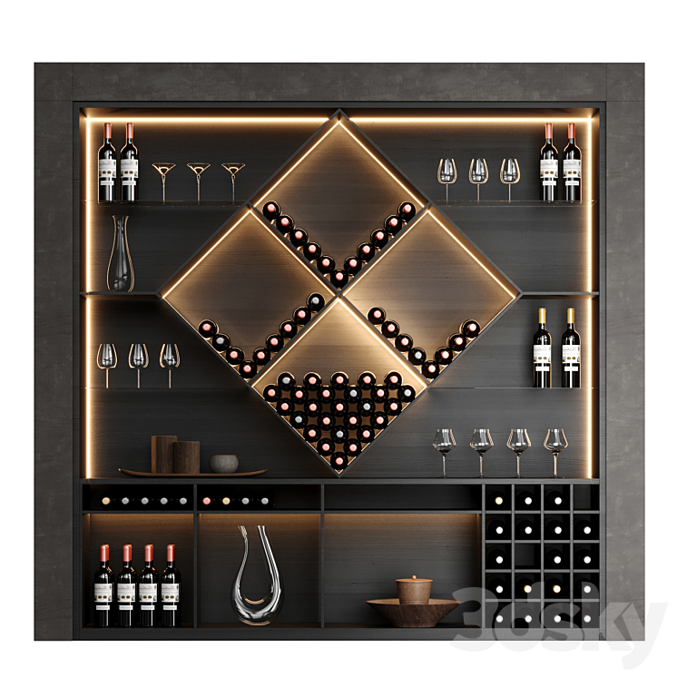 Cafe Rack Design Wine rack for home or restaurant - Rack - 3D model