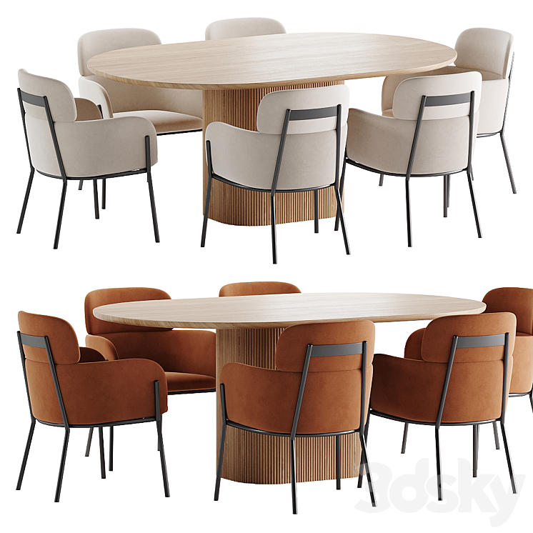Dining Set 114 - Table + Chair - 3D model