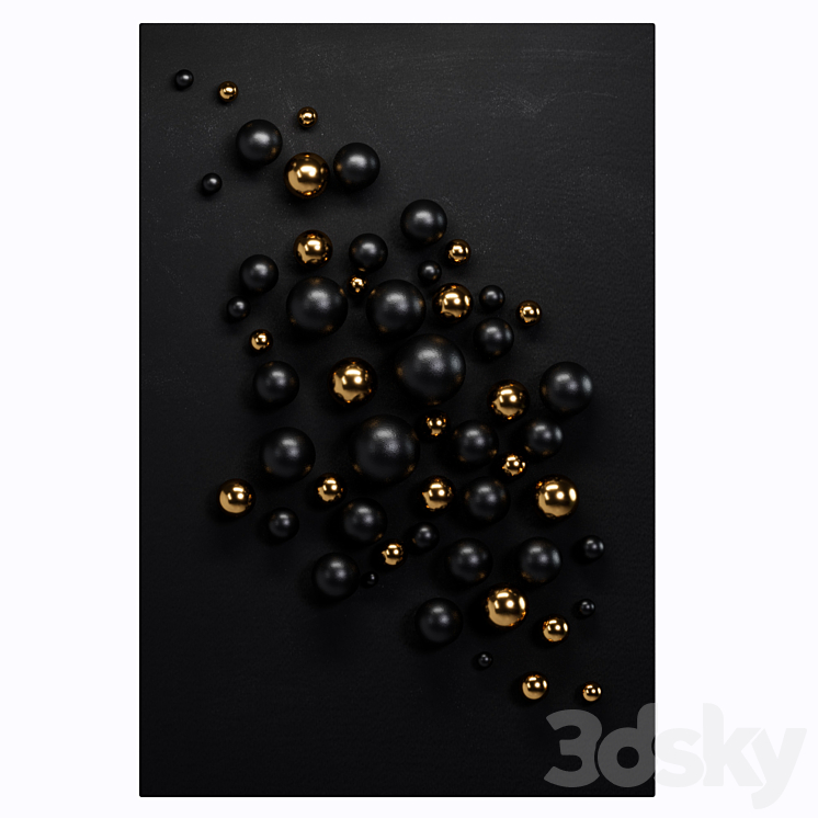 Black and gold wall art Other decorative objects 3D model