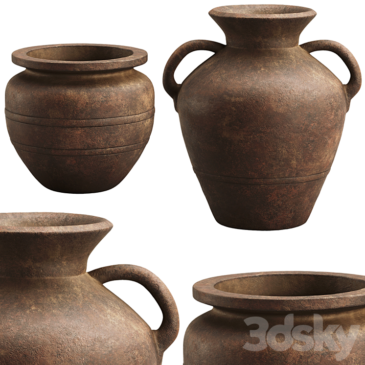 Artisan Rustic Vase Set - Vase - 3D model