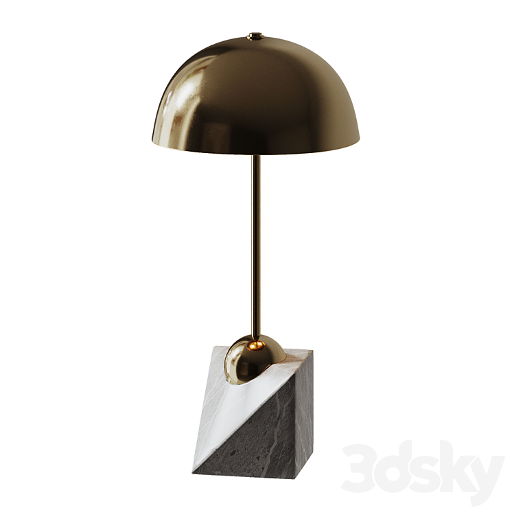 Venus Champagne Metal Dome Table Lamp With White Marble Base - Table ...