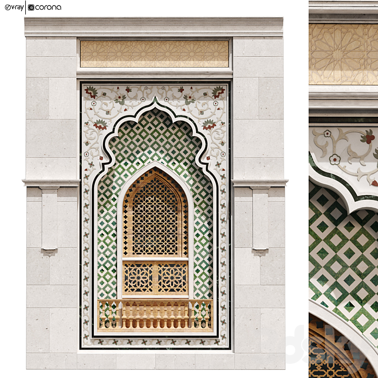 Arabic islamic arch windows with colorful glaze set 383 - Facade ...