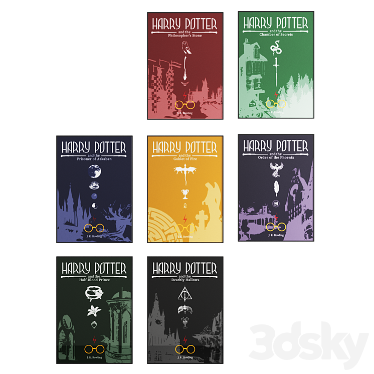 Harry Potter posters by April Seaworth Frame 3D model
