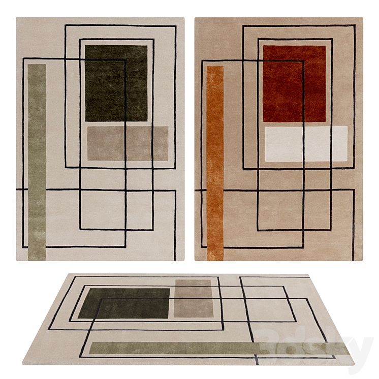 Outline Modern Geometric Rug - Carpets - 3D model