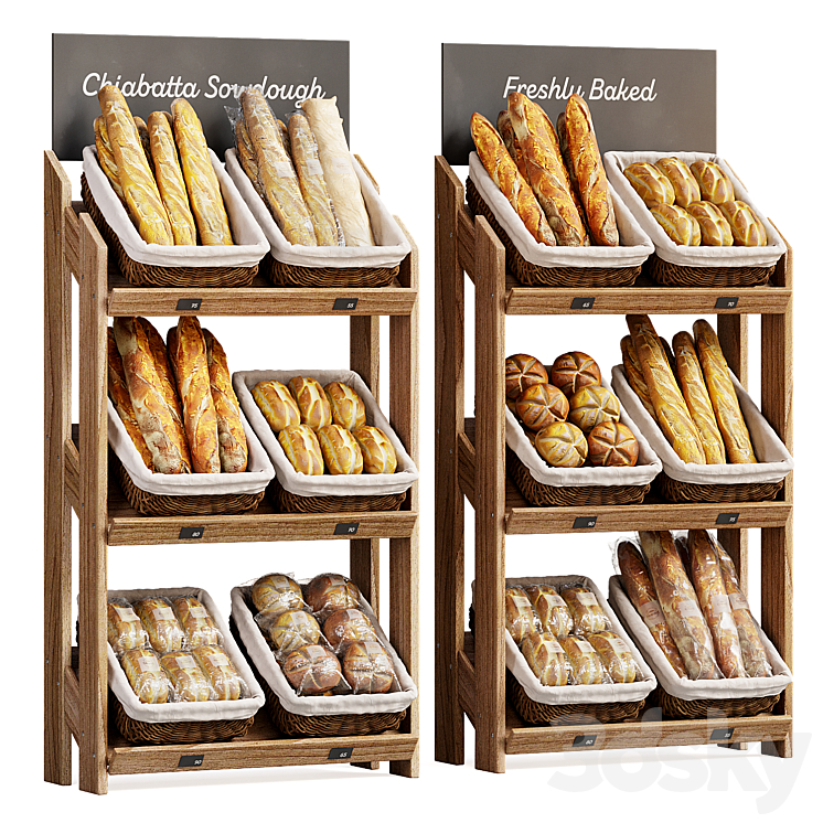 Display rack with bread - Shop - 3D model