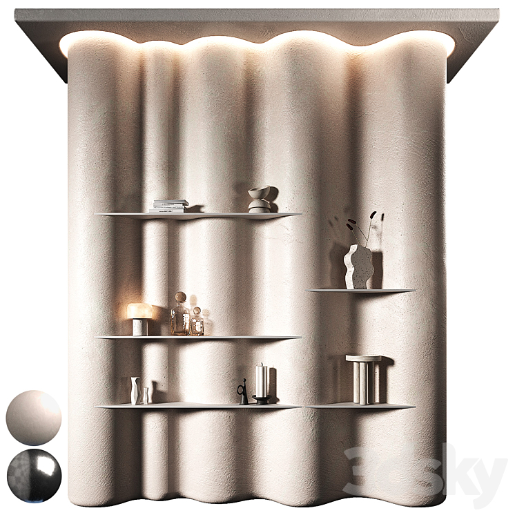 Wavy rack column. Decorative shelves. Plaster or metallic options ...