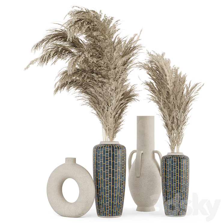 Photo inspiration: Visual Reference: Indoor Dry Plants Minimal Decorative Pots Set 3380 Bouquet
