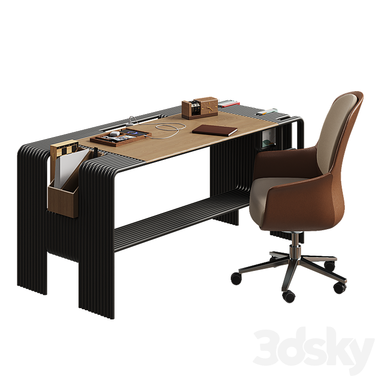 Flow desk and Echo Office Chair - Office furniture - 3D model