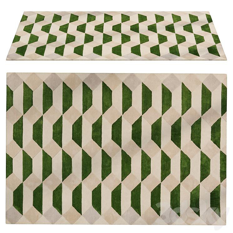 Faceted Tile Performance Rug - Carpets - 3D model