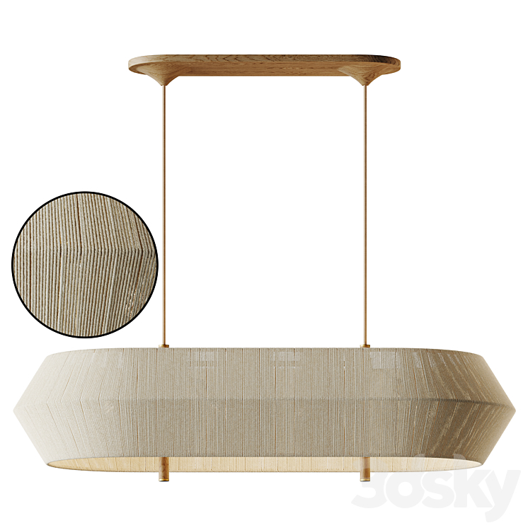CB2 Totora Natural Oak Linear Pendant Light - Pendant light - 3D model