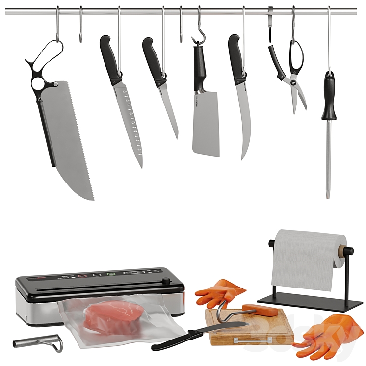 Butcher Set 3 Equipment - Shop - 3D model