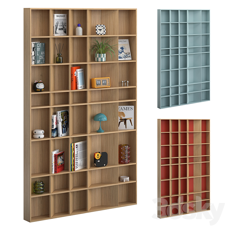 Yaratam Design 45-Degree Shelving with Decor - Rack - 3D model