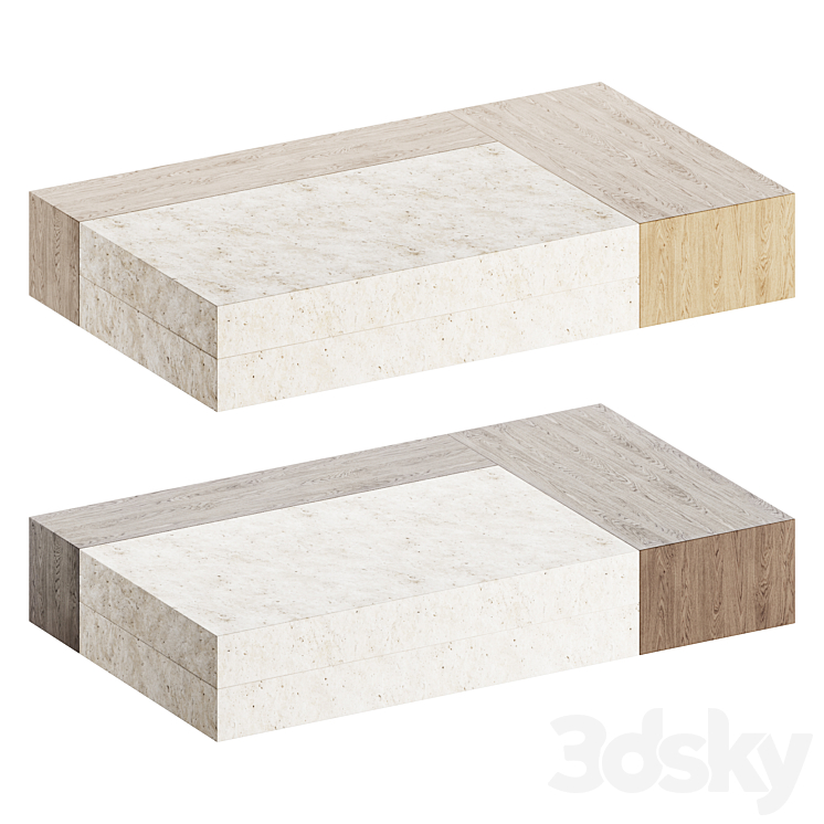 Atollo Sliding Top Ashwood Coffee Table - Table - 3D model