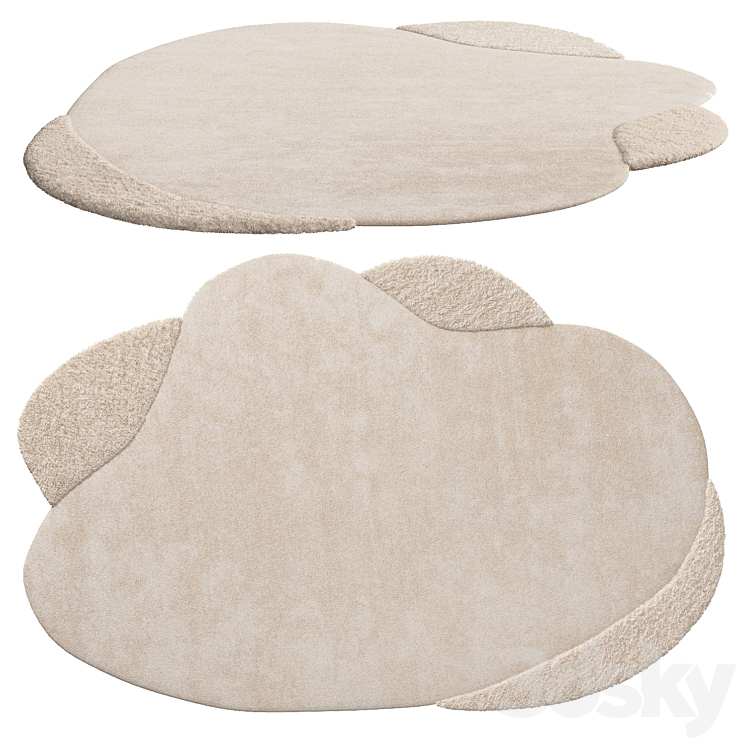 Boo Outline Rug Beige Tufted Organic Rug By-Boo Beach - Carpets - 3D model